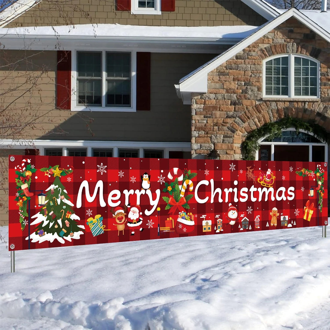 Merry Christmas Banner - Decoración Exterior para Navidad