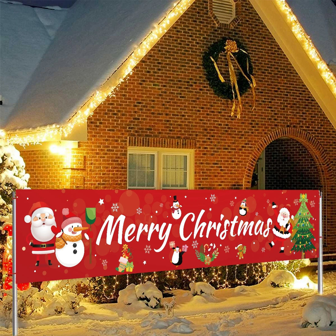 Merry Christmas Banner - Decoración Exterior para Navidad