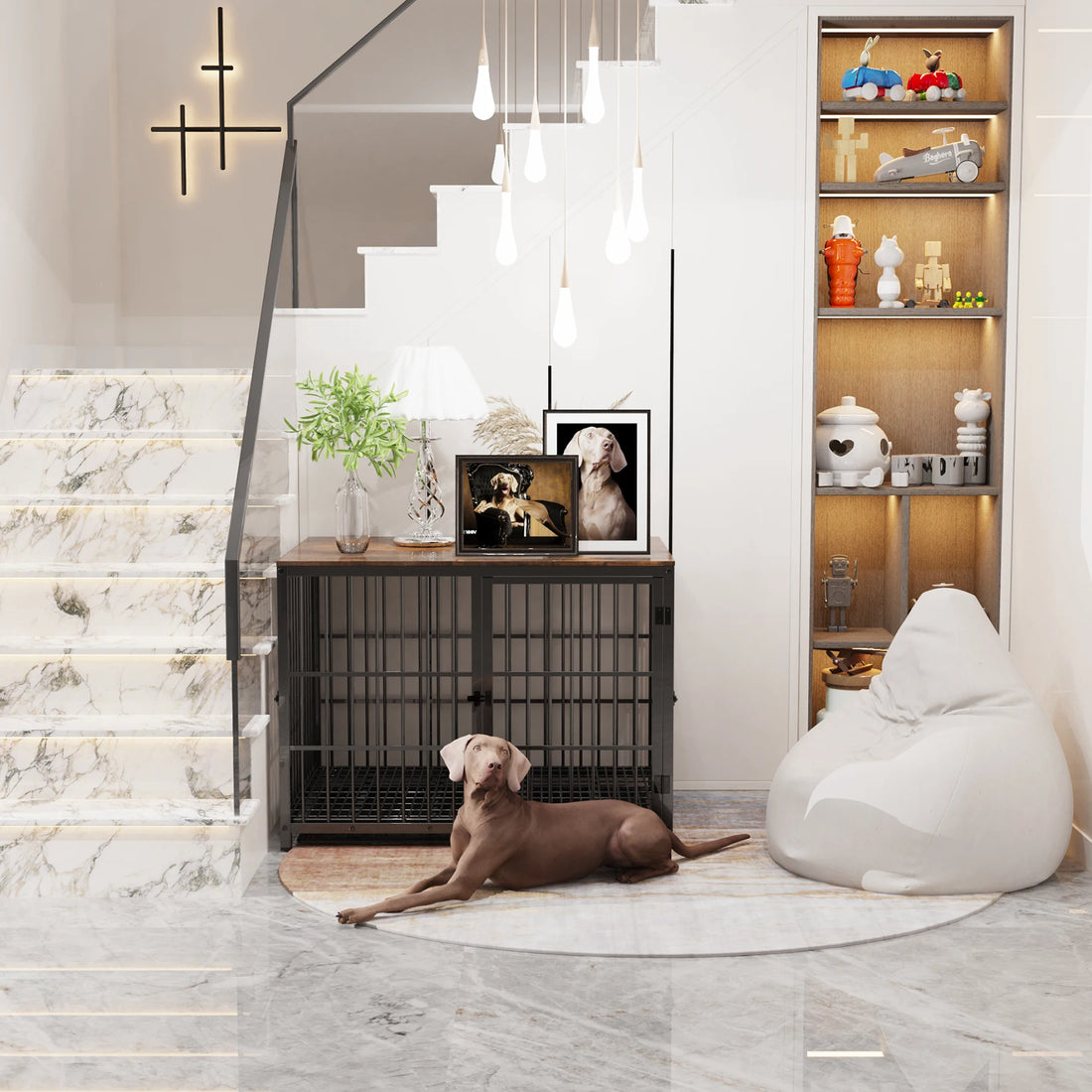 BINGOPAW Jaula para Perros: Mueble Multifuncional con Diseño Elegante