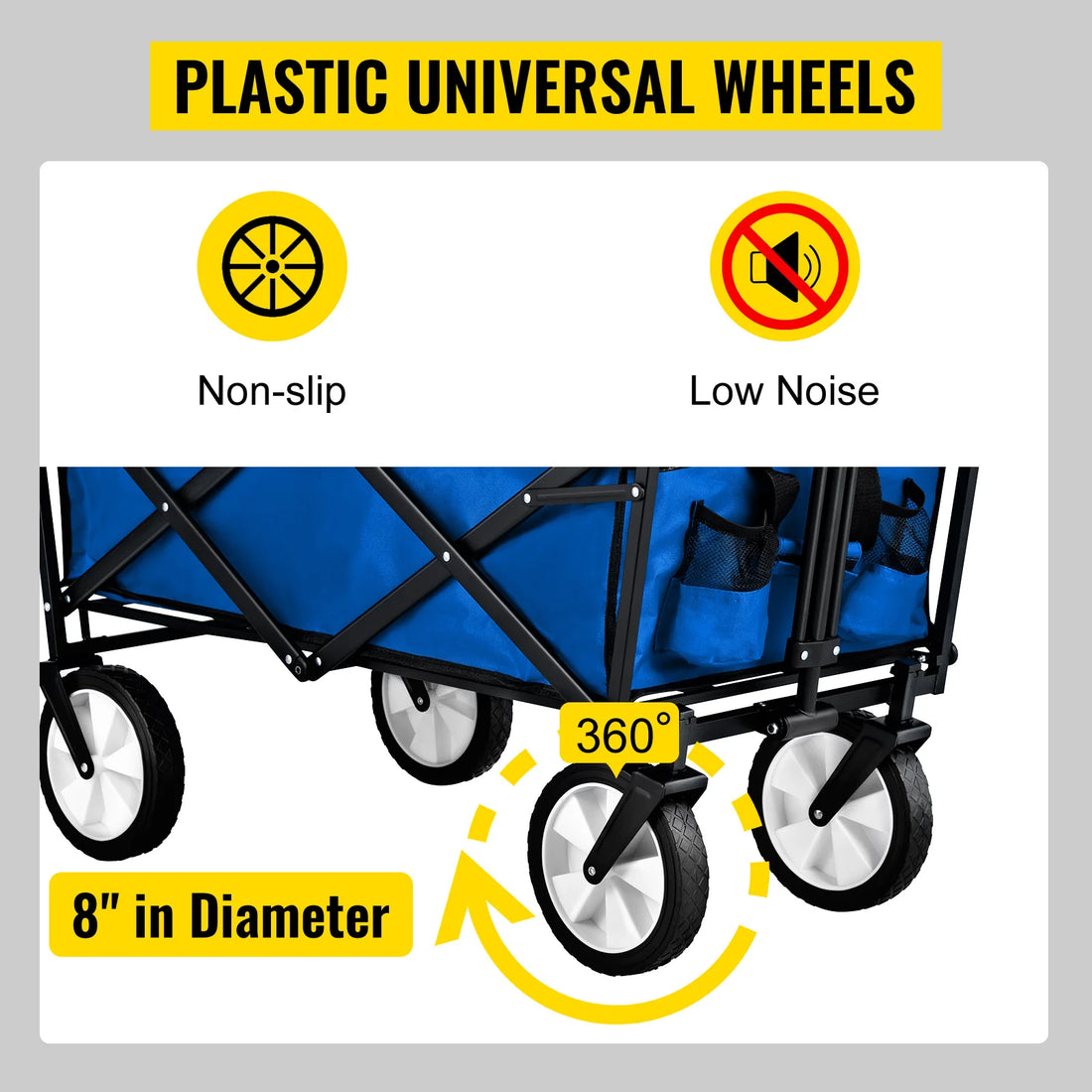 Carrito Plegable VEVOR para Camping, Playa y Picnic - Gran Capacidad y Mango Ajustable