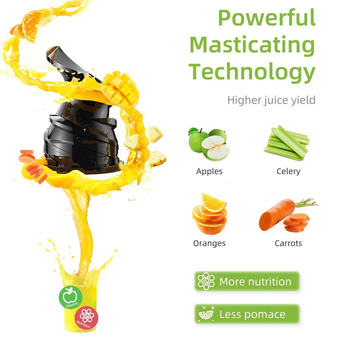 BioloMix Cold Press Juicer SJ-017: Potente Extractor de Jugos con Diseño Eficiente y Elegante