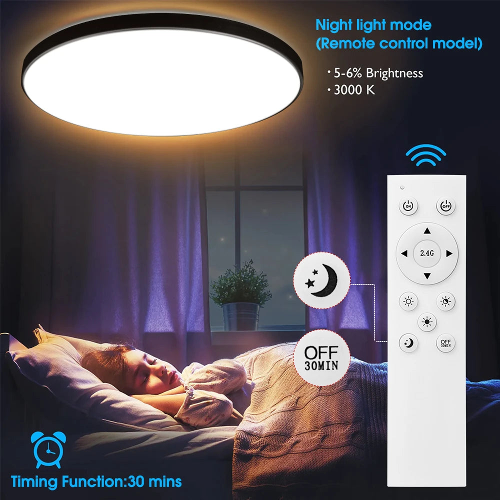 Lámpara de Techo LED Moderna 30W con Regulación Continua y Control Remoto