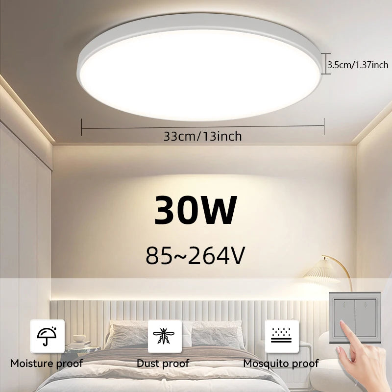 Lámpara de Techo LED Moderna 30W con Regulación Continua y Control Remoto