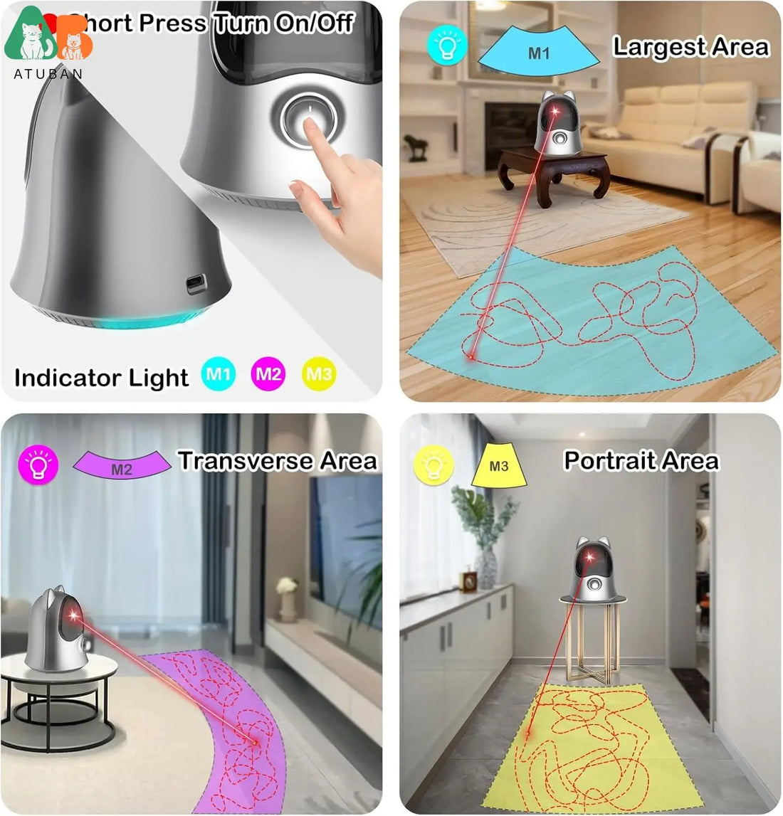 Puntero Láser Automático Interactivo para Gatos ATUBAN