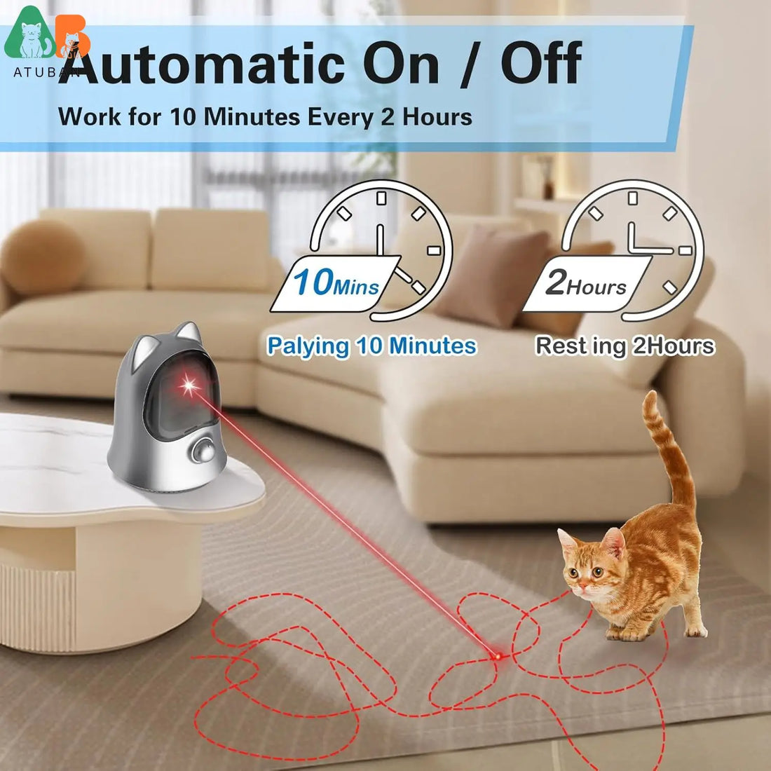 Puntero Láser Automático Interactivo para Gatos ATUBAN