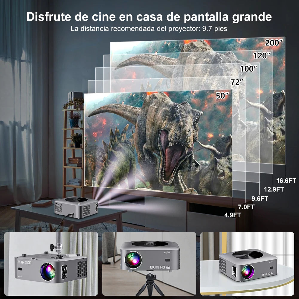 GOOJODOQ Mini X1 Proyector 1080P 2K 4K Ultra HD - Proyector Inteligente para Cine en Casa y Exterior